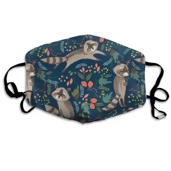 

Cute Raccoon Washable Reusable Mask, Cotton Anti Dust Half Face Mouth Mask For Kids Teens Men Women With Adjustable Ear Loops