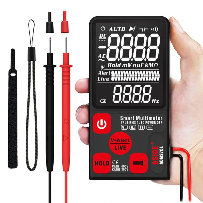 

For BSIDE ADMS7CL Large 3.5" LCD Digital Multimeter True RMS Auto-Ranging Pocket Voltmeter with Flashlight and Analog Bargraph