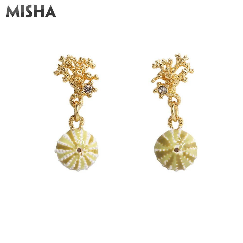 MISHA Модные серьги для женщин ручной работы глянцевое покрытие раковины Коралл шпильки ювелирные серьги для молодых девушек Дамы подарки L987