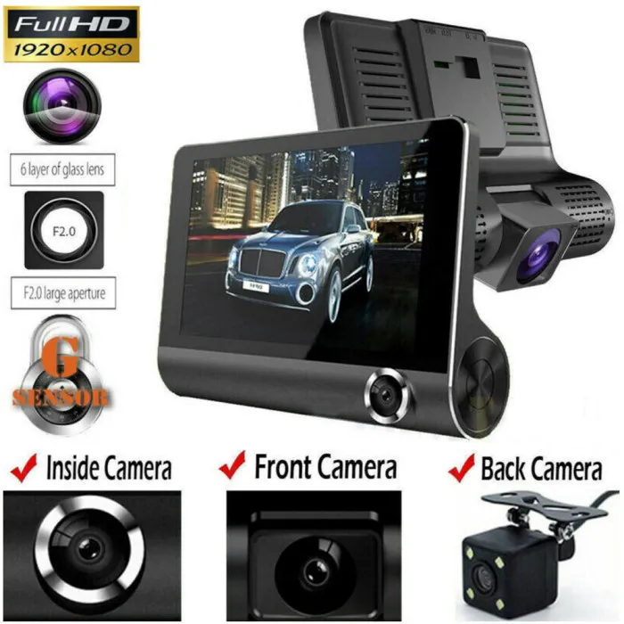1080P 4 дюйма Видеорегистраторы для автомобилей Двойной объектив Dash Cam спереди и сзади видео Регистраторы Камера G-Сенсор Запись GV99