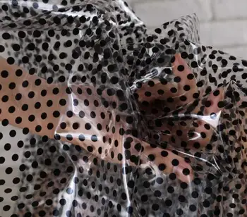 

0.02mm reflective translucent black dot TPU creative waterproof raincoat textiles tissu nappe rideau tissu patchwork fabric C794