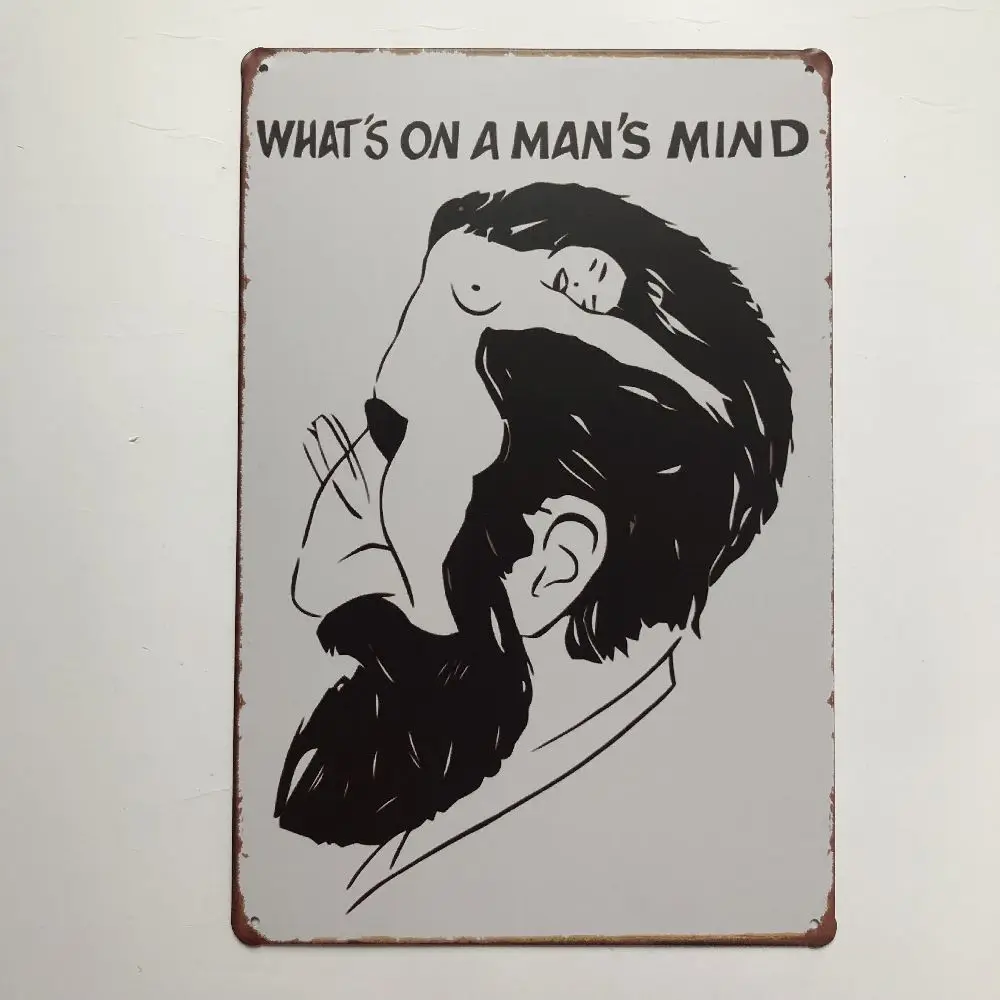 Винтажный Забавный оловянный постер What's On A Man's Mind с пивной табличкой Настенный декор для бара паба клуба