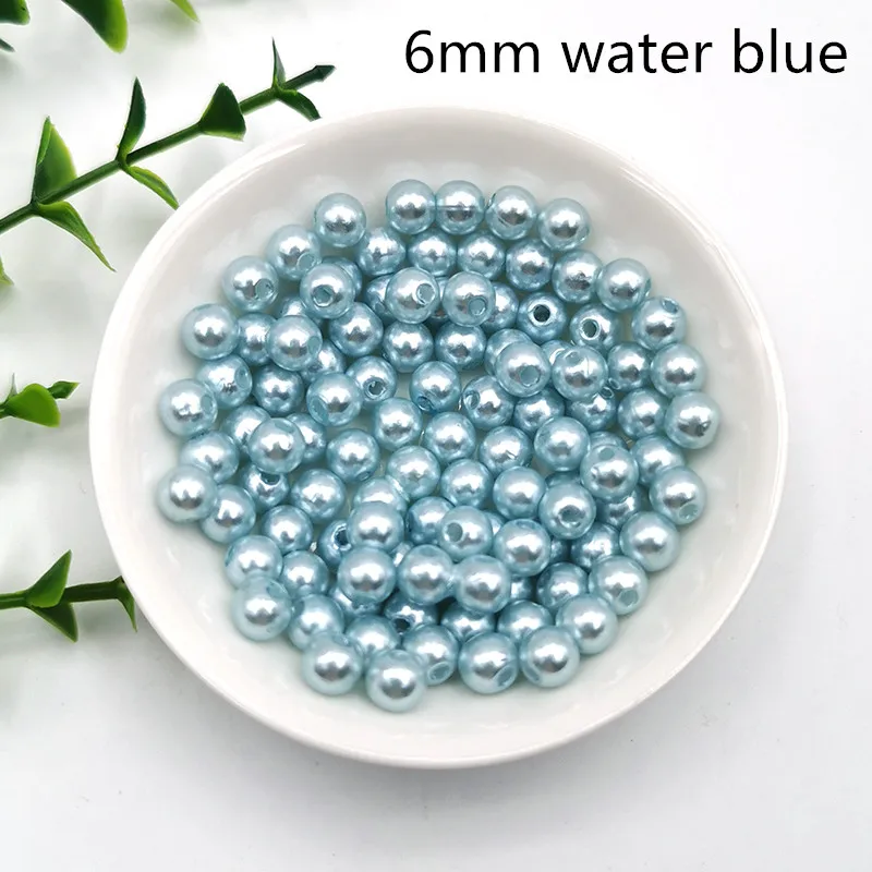 water blue 6 мм с круглое отверстие имитация ABS жемчуг бусины для ручной работы DIY ожерелье браслет ювелирные изделия Швейные ремесла поставки 200 шт 22 цвета - Цвет: water blue