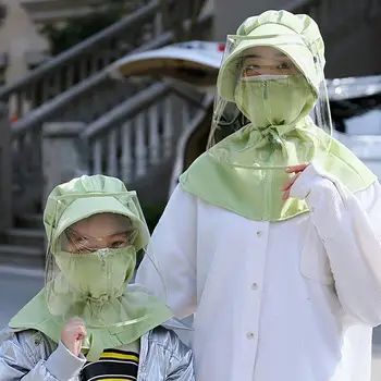 

Women Anti-UV Hat Full Face Neck Cover Mask Shield Cap Zipper Striped Sun Protective Hooded Sunscreen For Fishing Hunting Hiking