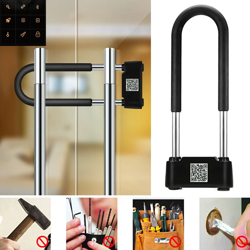 

Waterproof Padlock Smart Unlock Bluetooth U-Lock Door Keyless Battery Powered