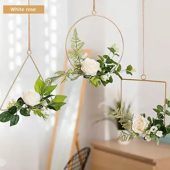 

Christmas nordic style creative wall hangings ins iron hemp rose ornaments artificial flower decoration pendant wall decoration