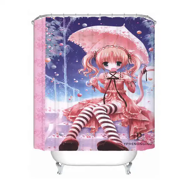 Shower Curtain Пользовательские лоли Nekomimi Водонепроницаемый душ Шторы Главная Ванна Ванная комната s крючки полиэфирной ткани Multi Sizes180509-02-144 - Цвет: Shower Curtain