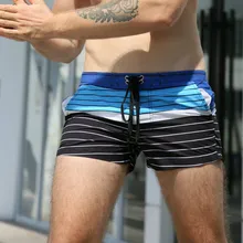 Летние мужские шорты для плавания, Полосатый Сексуальный купальник, шорты Бермуды для серфинга, пляжные шорты, купальный костюм, купальный костюм Sunga Masculina