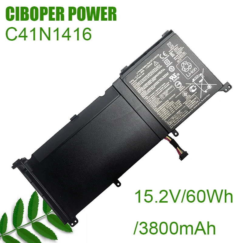 CP Оригинальный аккумулятор для ноутбука C41N1416 15 2 в/60 Втч/3800 мАч ZenBook Pro G501 G501J UX501LW