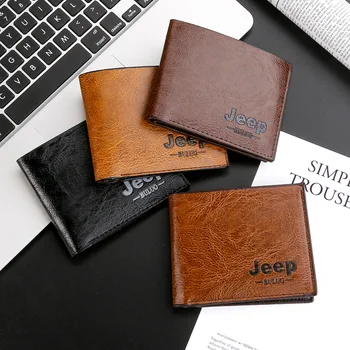 

High Quality Men Wallets Mens Jeep Wallet with Coin Bag Small Money Purses New Design Dollar Slim Purse Money Clip Wallet