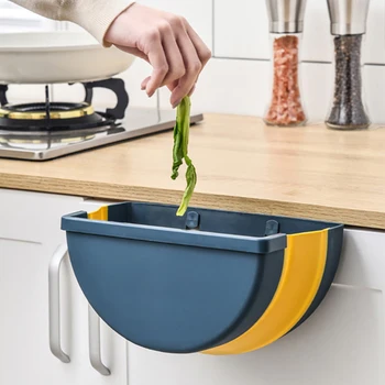 

Wall Mounted Trash Can Folding Waste Bin Kitchen Cabinet Hanging Trash Bin for Bathroom Car Toilet Waste Storage Cleaning Tools