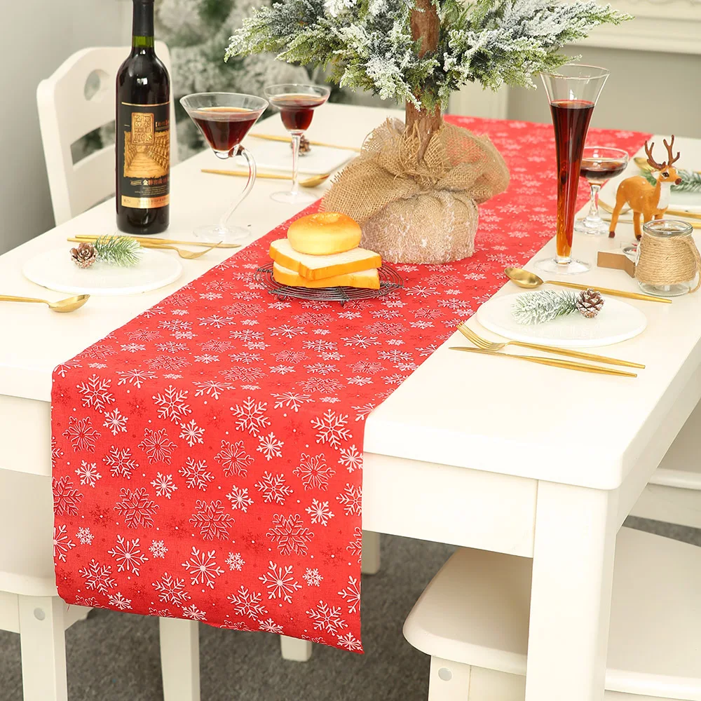 

Christmas decoration article copy linen printing table flag table layout square table cushion Christmas snow tablecloth