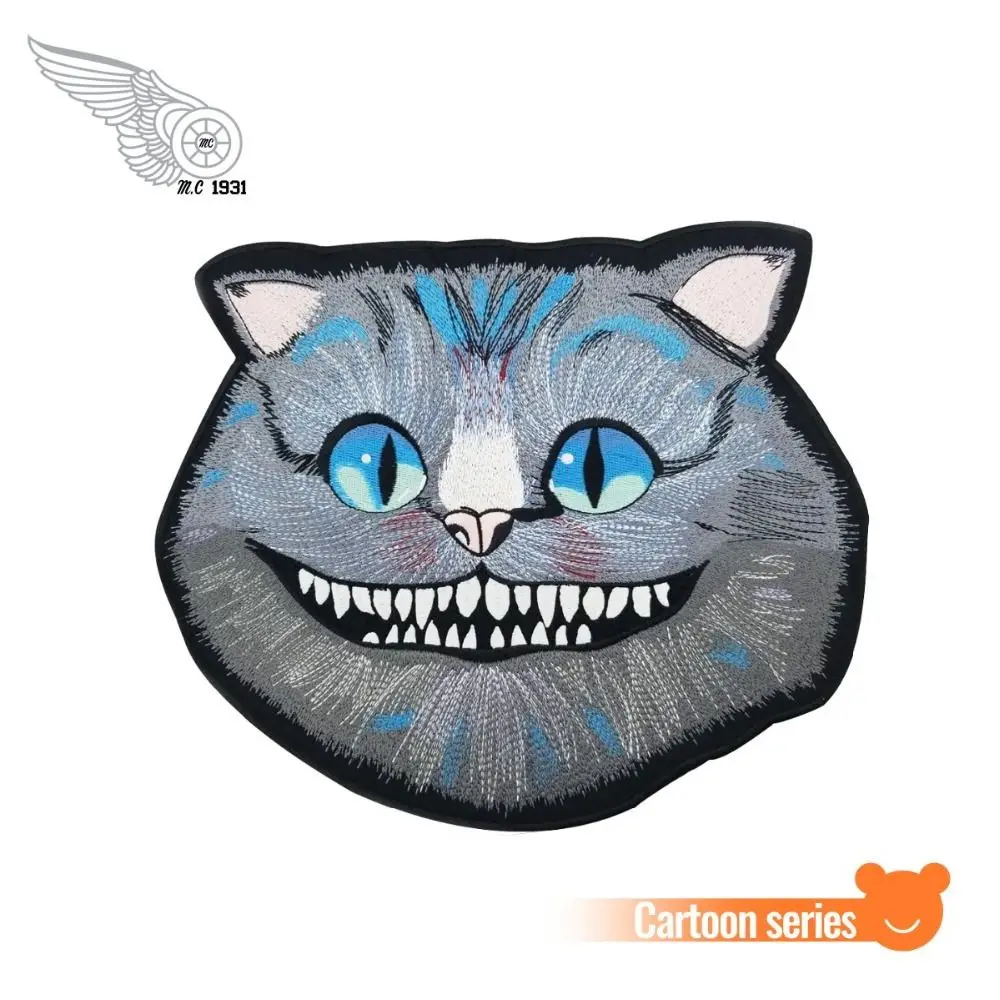 Cheshire Cat Large Embroidered Patch Iron On Big Size 28cm Wide For Full Back of Jacket Rider Biker Patch