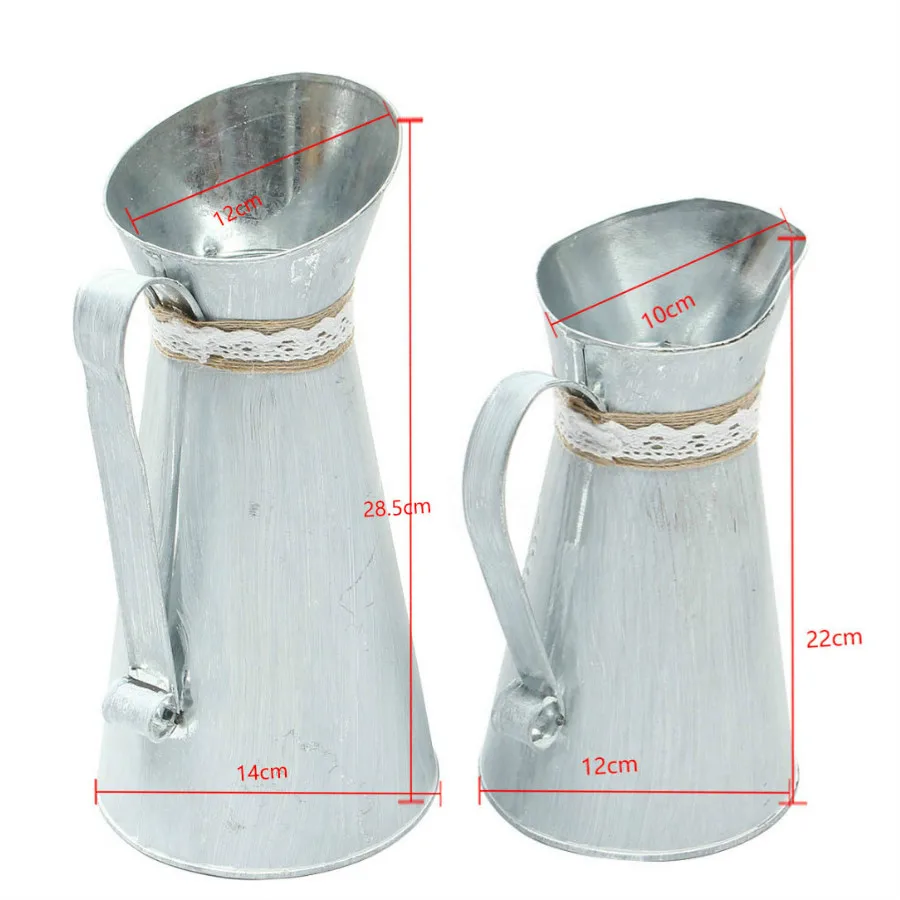 2 Sizes Country Style Rustic Desktop Floor Vase Vintage Shabby Chic Jug Garden Watering Kettle Pot Home Decoration Craftwork