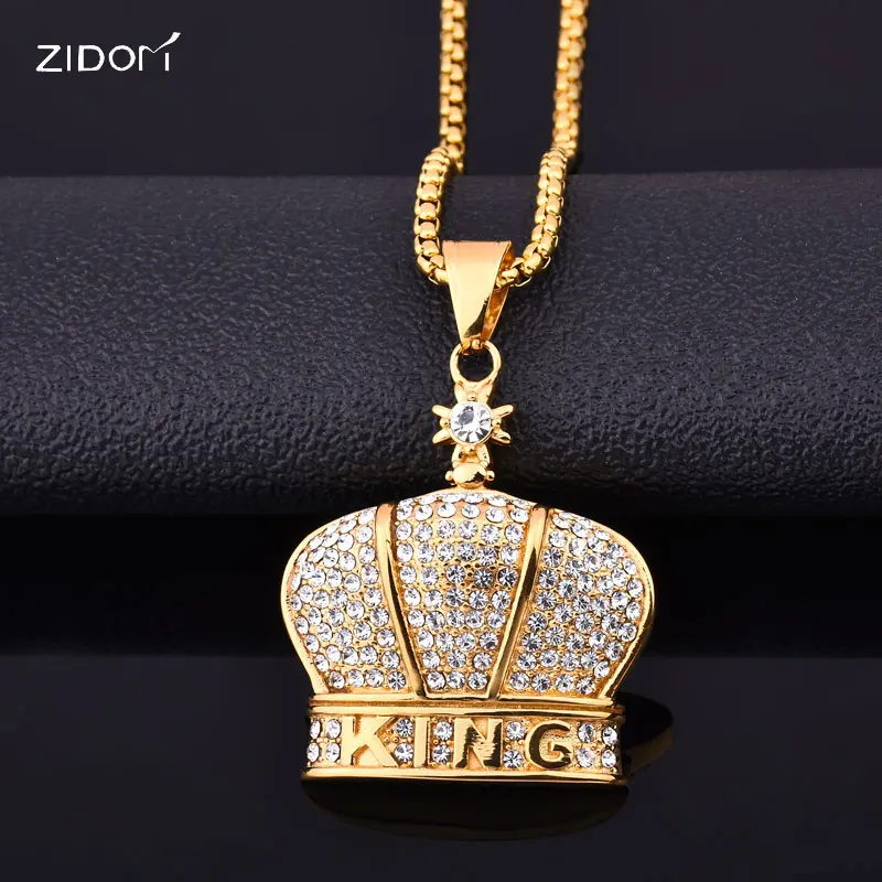 2018 Новое поступление мужские хип-хоп колье с кулоном Корона из нержавеющей стали