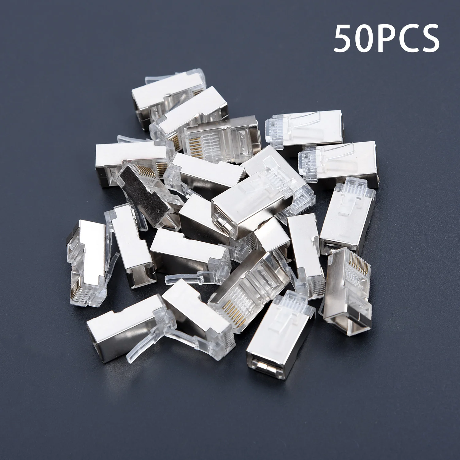 

50pcs RJ45 Shielded Connector Cat5e Cat6 Network Rj45 Connector Plugs