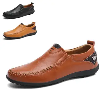 

Handmade Genuine Leather Men Casual Shoes Luxury Brand 2019 Mens Loafers Moccasins Winter Slip on Black Formal Shoes