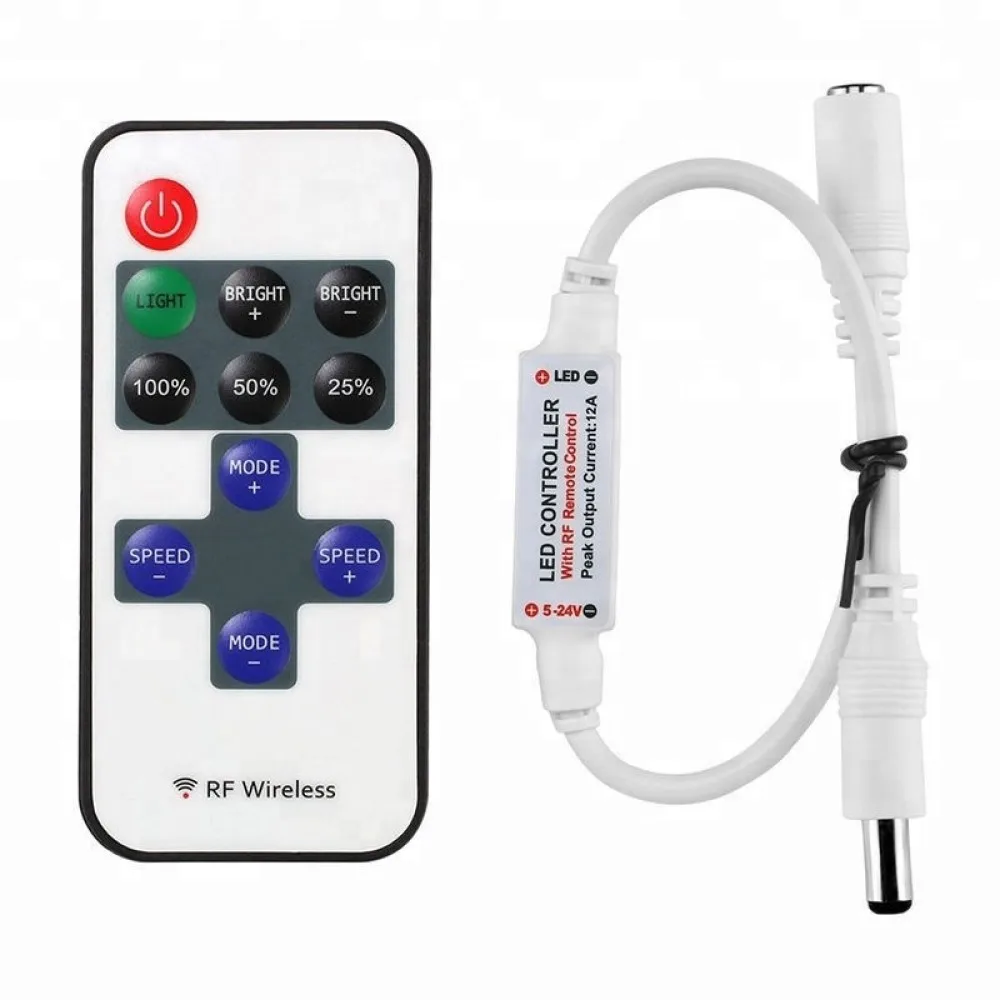 

RF 11keys LED Strip Controller Mini Dimmer RF Remote DC 5V 12V 24V Controller For LED 5050 2835 Strip Single Color