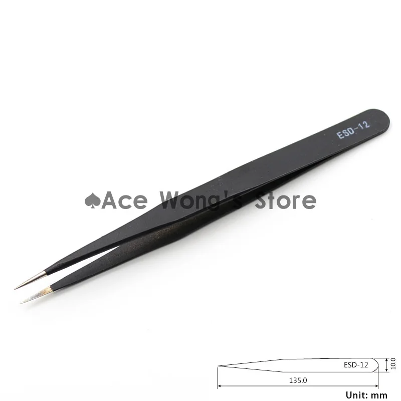 Anti-static ESD Stainless Steel Tweezers Maintenance Tools Industrial Precision Curved Straight Tweezers Repair Tools
