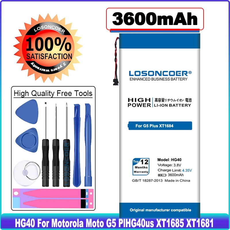LOSONCOER HG40 3600 мАч для Motorola Moto G5 Plus XT1685 XT1681 XT1684 XT1687 аккумулятор смартфона большой