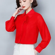 Korean Chiffon Women Shirts Woman Lantern Sleeve Blouses Ladies Top Plus Size Women Long Sleeve Solid Shirt Blusas Mujer De Moda
