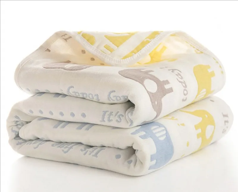 Детское одеяло муслин хлопок 6 слоев толщиной новорожденных пеленание осень ребенка пеленать постельные принадлежности получения Одеяло - Цвет: Elephant