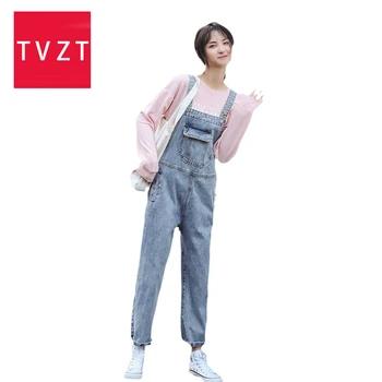 

TVZT 2020 Plus Size Jeans Woman Jeans Suspended Jeansuits Suspenders Cowboy Pants Bib Jeans Big Size Drop Crotch Rompers