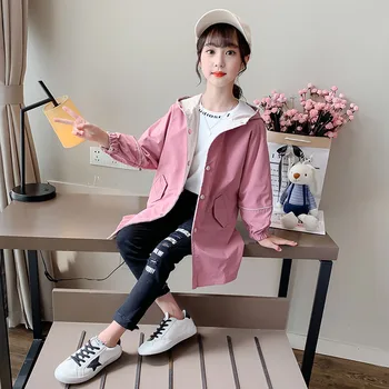 

Foreign trade hot-selling girls' jackets 2020 spring and autumn new middle-aged children's double-sided windbreaker