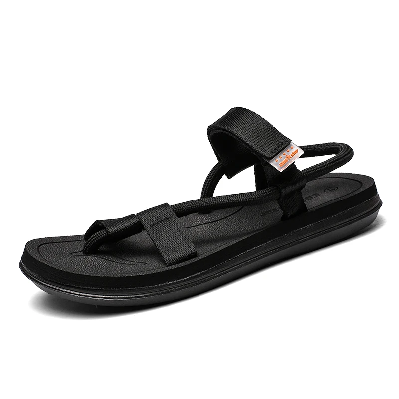 ARUONET/летние сандалии для мужчин; модные дизайнерские Легкие мужские сандалии; Вьетнамки в нейтральном стиле; мужская повседневная обувь; Sandalles Homme - Цвет: Черный