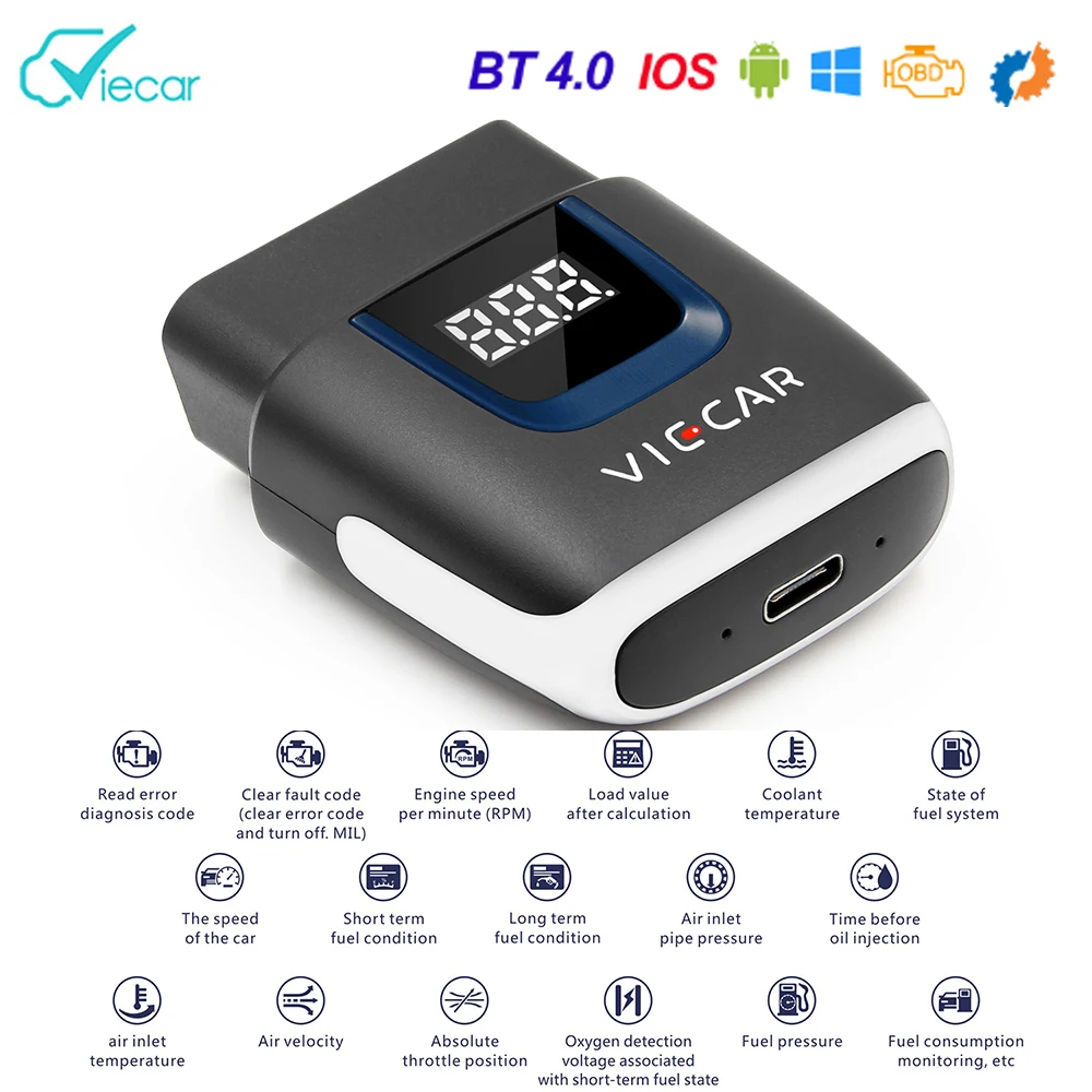 

Viecar ELM 327 PIC18F25K80 OBD2 Bluetooth 4.0 Scanner ODB2 For Android/IOS OBD OBD 2 Car Diagnostic Auto tool PK elm327 v1.5