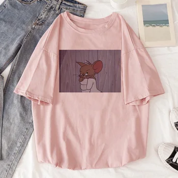 

t shirt women Being caught in the throat Mouse Jerry breathe Cat Tom cartoon kawaii tshirt summer Harajuku Casual friend T-Shirt