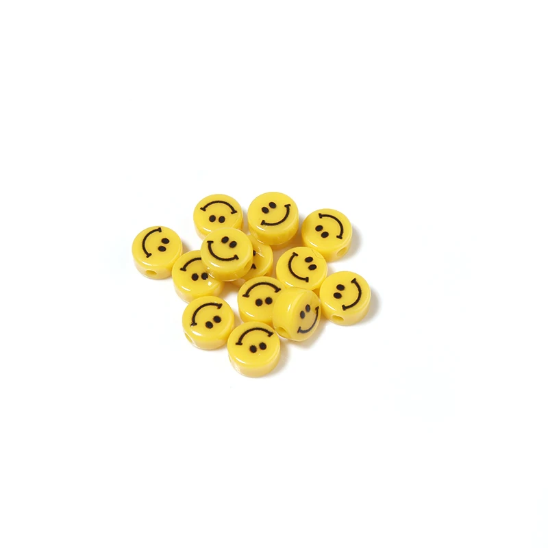 Smiley Face beads, Smiley Beads, Round Flat Beads, 10/12 mm, Random holes  30 Pcs