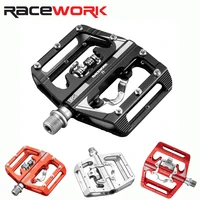 RACEWORK vtt ensemble de pédales automatiques Clip simple face Compact Double fonction compteur de puissance plate-forme pédales de vélo de montagne 1