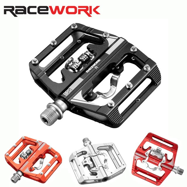 RACEWORK vtt ensemble de pédales automatiques Clip simple face Compact Double fonction compteur de puissance plate-forme pédales de vélo de montagne 1