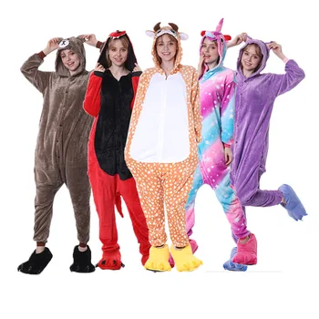 

Flannel Koala Kigurumi warm animal onsie Pyjamas couple pajamas Women Onesie sleepwear Kigurumi Unicorn Stitch Cute clothes