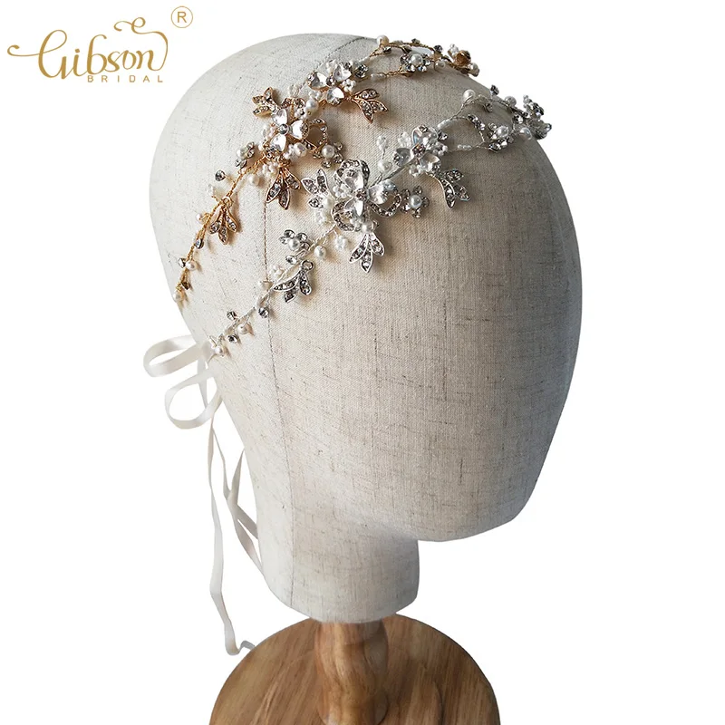 Gibsonbridal Handmade Wedding Headpiece Freshwater Pearl And Rhinestone Bride Hair Vine Accessory Women Hairbands | Украшения и