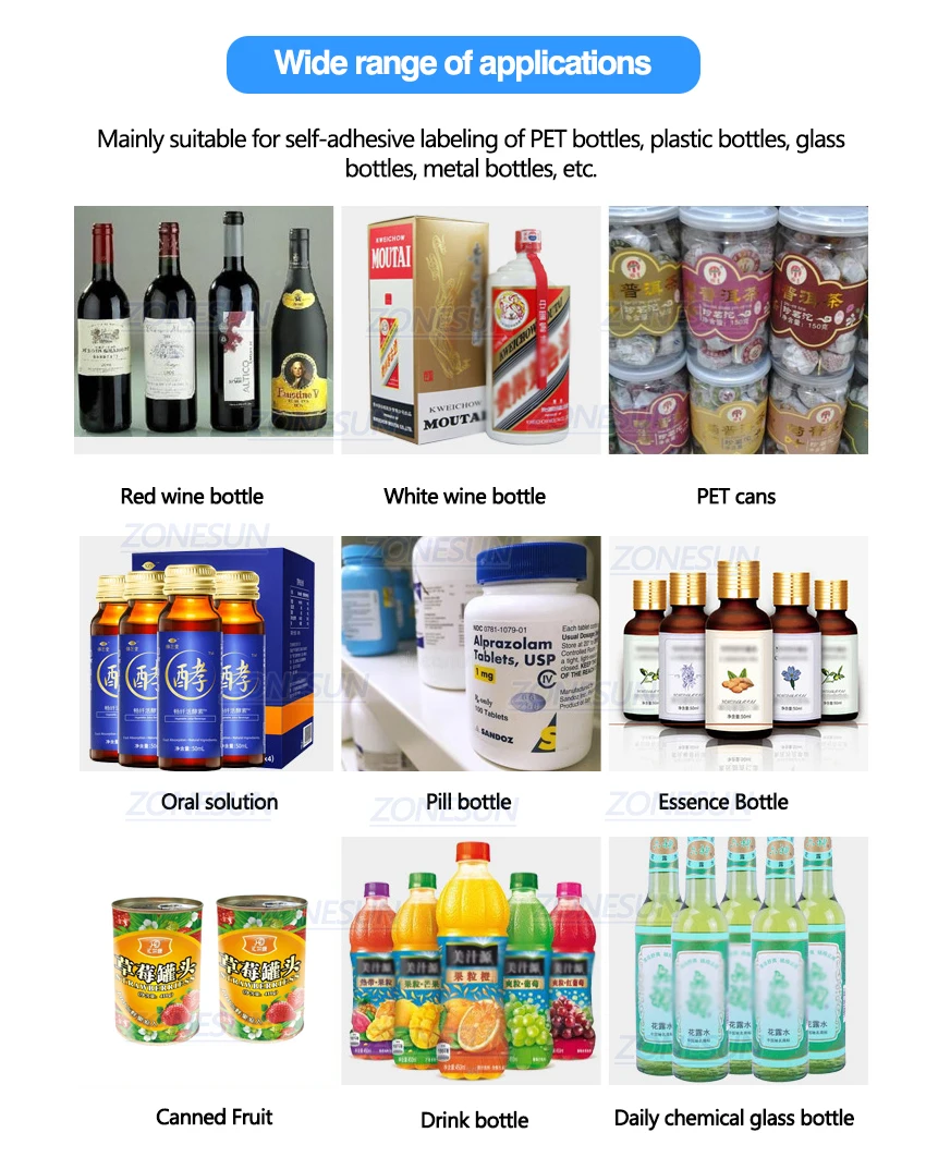 ZONESUN полный автоматический на круглых бутылках этикеточная машина Deskatop Тип Labeller для еда Фрукты может пластиковый для винных бутылок