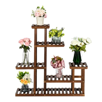 

【US warehouse】Artisasset 5 Floors 10 Seats Indoor And Outdoor Multifunctional Carbonized Wood Plant Stand furniture
