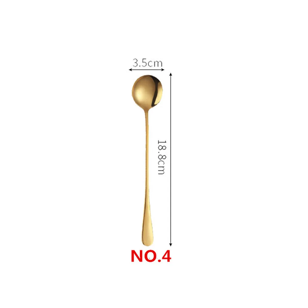 NO.4 Round IceSpoon Набор столовых приборов из нержавеющей стали, набор золотой посуды, западные столовые приборы, столовые приборы, посуда, рождественский подарок, вилки, ножи, ложки, 1 шт - Цвет: NO.4 Round IceSpoon