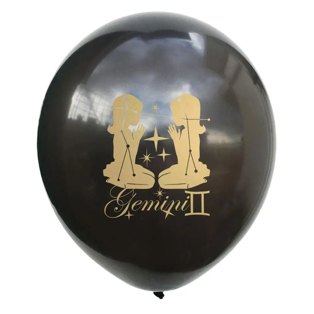 Gemini black 10 шт Созвездие День Рождения шар Черное золото латексные шары с днем юбилея Декор шары - Цвет: Gemini black