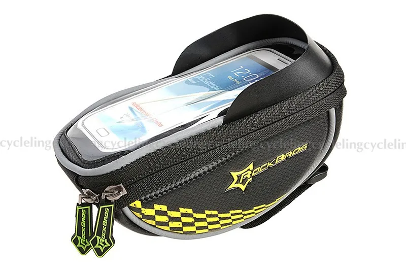 ROCKBROS Mountain Road Cycling Bike Bicycle Frame Pannier With Shade Baffle Front Tube Phone Touch Bag For