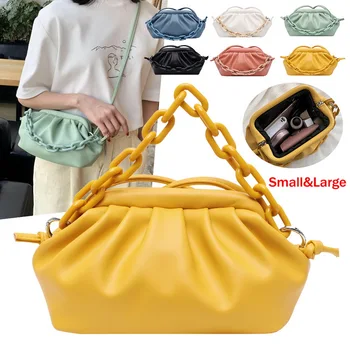 

2020 New Chain PU Leather Crossbody Bag For Women 2020 Lady Designer Handbag Candy Color Shoulder Messenger Bag Cloud Bags