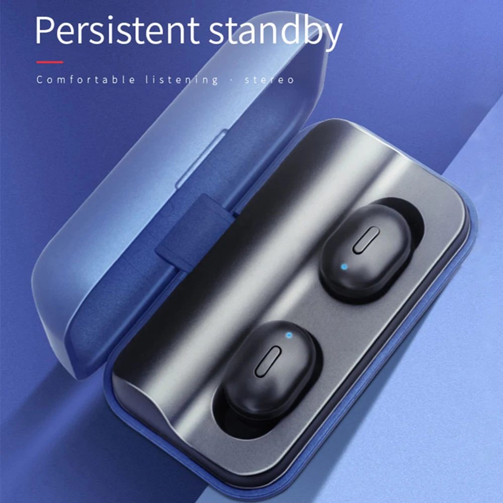 Bluetooth наушники TWS T1 профессиональная гарнитура 5,0 беспроводные наушники 3D стерео громкой связи с микрофоном наушники Водонепроницаемая зарядная коробка - Цвет: Blue