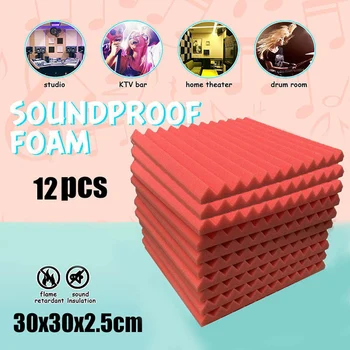 

Newly 12Pcs Acoustic Panels Studio Soundproof Sound Insulation Absorbing Flame Retardant Panels TE889