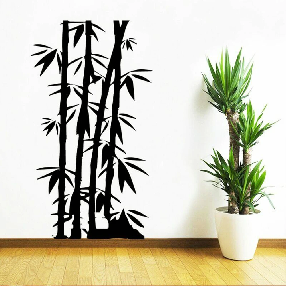 Bamboo Family Wall Stickers For Living Room Home Decor Art Plants Vinyl