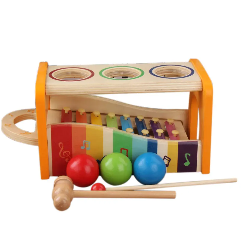 Hape деревянные музыкальные инструменты фунт и кран скамейка молоток мяч игрушечный ксилофон музыкальный инструмент