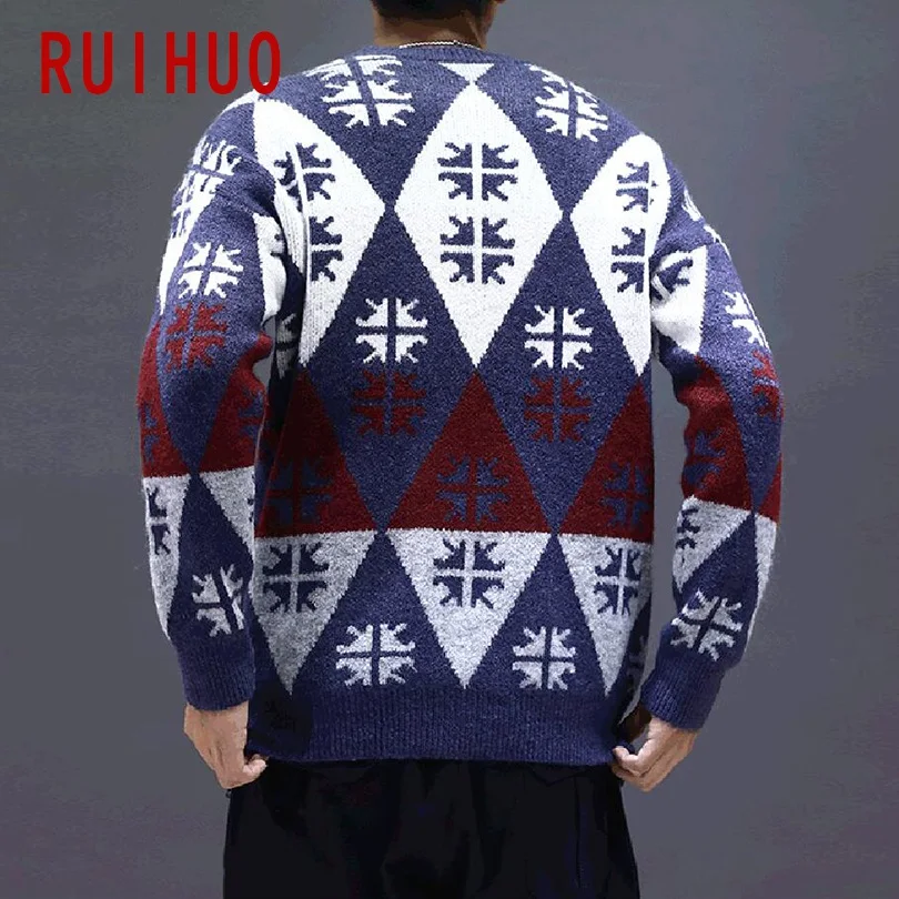 RUIHUO, шерстяной зимний свитер, мужское пальто, осенний свитер, мужское зимнее пальто, пуловер и свитеры для мужчин, осень, новая Корейская одежда 5XL