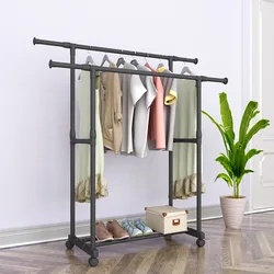 Cintre rétractable à Double couche pour vêtements, étagère en métal pour le séchage des vêtements, garde robe, meubles de salon 