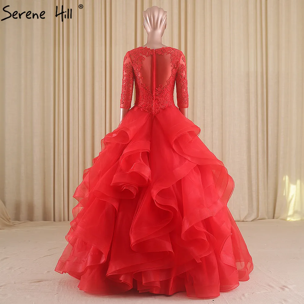 Robe De Mariee свадебное платье с короткими рукавами, большой красный цвет, аппликация, кружевное платье невесты, реальное изображение, Serene Хилл 66190