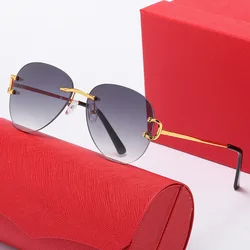 NEW Metal Sunglasses Rimless Square Big C Sunglasses Luxury Mens Sunglass Carter Sun Glasses Brand Desinger Shade For Men